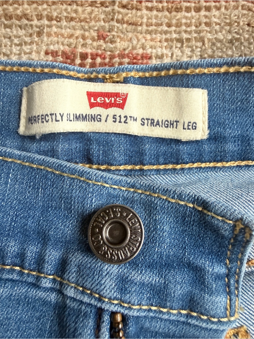 Levi's 512 Straight Leg Jeans - Light Blue with Gold Stitching